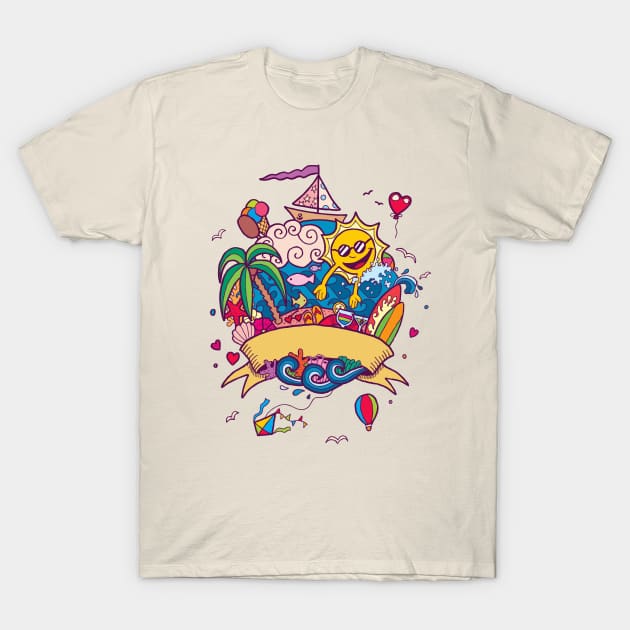 Summer Doodle T-Shirt by Malchev